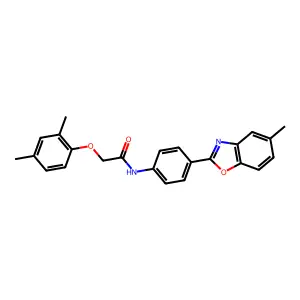 2-(2,4-dimethylphenoxy)-N-[4-(5-methyl-1,3-benzoxazol-2-yl)phenyl]acetamide structure