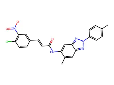 (E)-3-(4-chloro-3-nitrophenyl)-N-[6-methyl-2-(4-methylphenyl)benzotriazol-5-yl]prop-2-enamide structure