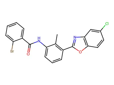 2-bromo-N-[3-(5-chloro-1,3-benzoxazol-2-yl)-2-methylphenyl]benzamide structure