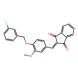 2-{4-[(3-fluorobenzyl)oxy]-3-methoxybenzylidene}-1H-indene-1,3(2H)-dione structure