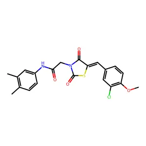 2-[(5E)-5-(3-chloro-4-methoxybenzylidene)-2,4-dioxo-1,3-thiazolidin-3-yl]-N-(3,4-dimethylphenyl)acetamide structure