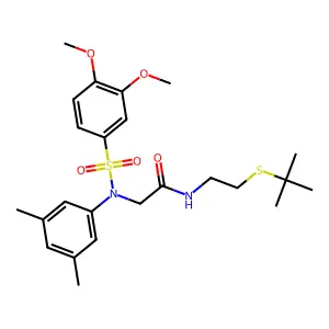 N-(2-tert-butylsulfanylethyl)-2-(N-(3,4-dimethoxyphenyl)sulfonyl-3,5-dimethylanilino)acetamide structure