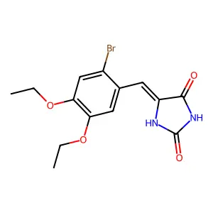 (5E)-5-(2-bromo-4,5-diethoxybenzylidene)imidazolidine-2,4-dione structure