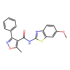 N-(6-methoxy-1,3-benzothiazol-2-yl)-5-methyl-3-phenyl-1,2-oxazole-4-carboxamide structure
