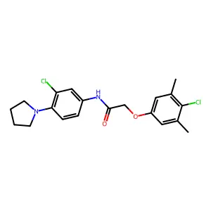 2-(4-chloro-3,5-dimethylphenoxy)-N-(3-chloro-4-pyrrolidin-1-ylphenyl)acetamide structure