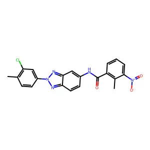N-[2-(3-chloro-4-methylphenyl)benzotriazol-5-yl]-2-methyl-3-nitrobenzamide structure