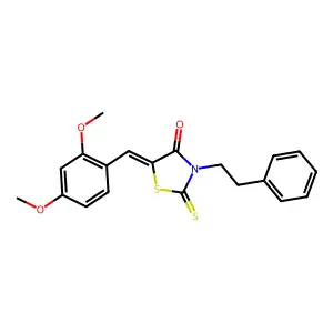 (5Z)-5-(2,4-dimethoxybenzylidene)-3-(2-phenylethyl)-2-thioxo-1,3-thiazolidin-4-one structure