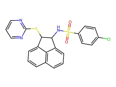4-Chloro-N-[2-(pyrimidin-2-ylsulfanyl)-acenaphthen-1-yl]-benzenesulfonamide structure
