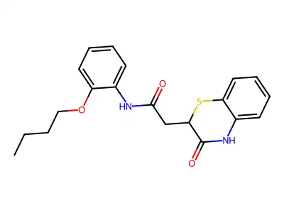 N-(2-butoxyphenyl)-2-(3-oxo-3,4-dihydro-2H-1,4-benzothiazin-2-yl)acetamide structure