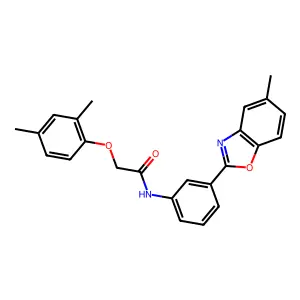 2-(2,4-dimethylphenoxy)-N-[3-(5-methyl-1,3-benzoxazol-2-yl)phenyl]acetamide structure