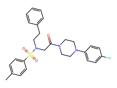 N-{2-[4-(4-fluorophenyl)piperazin-1-yl]-2-oxoethyl}-4-methyl-N-(2-phenylethyl)benzenesulfonamide structure