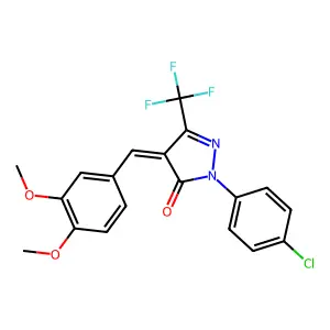 (E)-2-(4-Chlorophenyl)-4-(3,4-dimethoxybenzylidene)-5-(trifluoromethyl)-2,4-dihydro-3H-pyrazol-3-one structure