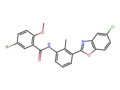 5-bromo-N-[3-(5-chloro-1,3-benzoxazol-2-yl)-2-methylphenyl]-2-methoxybenzamide structure