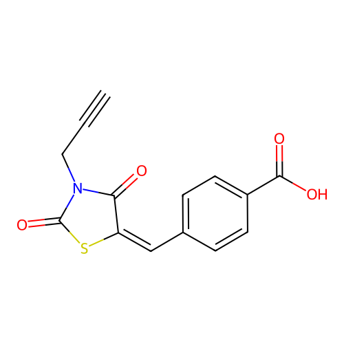 4-[(2,4-dioxo-3-prop-2-ynyl-1,3-thiazolidin-5-ylidene)methyl]benzoic Acid structure