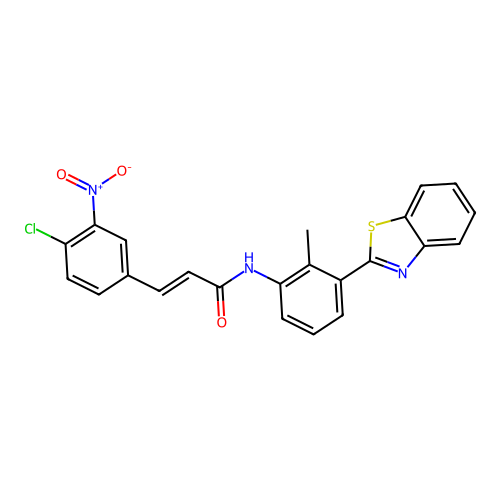 (2E)-N-[3-(1,3-benzothiazol-2-yl)-2-methylphenyl]-3-(4-chloro-3-nitrophenyl)prop-2-enamide structure