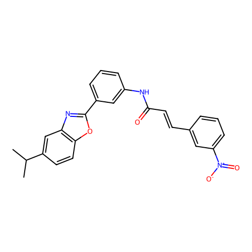 (2E)-3-(3-nitrophenyl)-N-{3-[5-(propan-2-yl)-1,3-benzoxazol-2-yl]phenyl}prop-2-enamide structure
