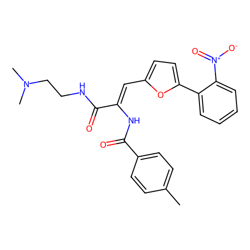 (2Z)-N-[2-(dimethylamino)ethyl]-2-[(4-methylphenyl)carbonylamino]-3-[5-(2-nitr ophenyl)(2-furyl)]prop-2-enamide structure