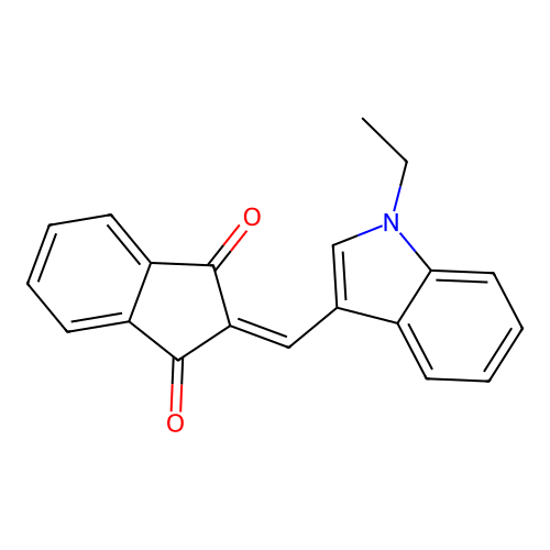2-[(1-ethyl-1H-indol-3-yl)methylene]-1H-indene-1,3(2H)-dione structure