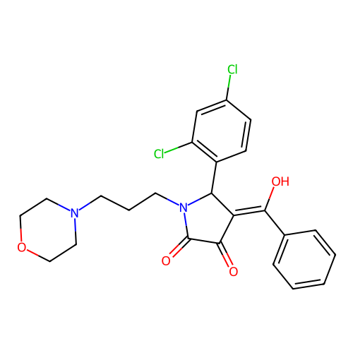 4-benzoyl-5-(2,4-dichlorophenyl)-3-hydroxy-1-[3-(morpholin-4-yl)propyl]-2,5-dihydro-1H-pyrrol-2-one structure