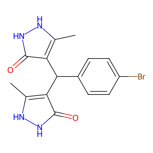 4,4'-((4-Bromophenyl)methylene)bis(3-methyl-1h-pyrazol-5-ol) structure