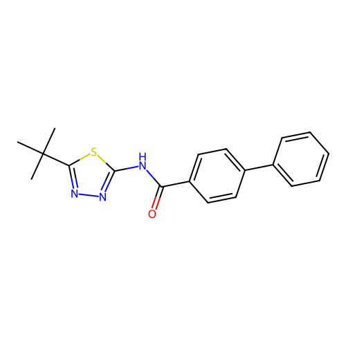 N-(5-tert-butyl-1,3,4-thiadiazol-2-yl)biphenyl-4-carboxamide structure