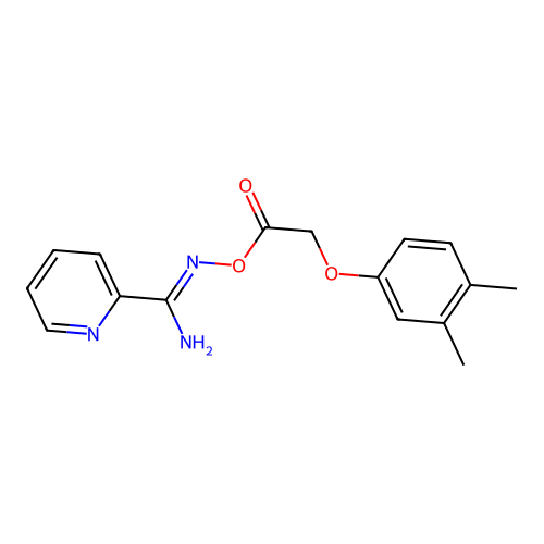 N'-{[2-(3,4-dimethylphenoxy)acetyl]oxy}pyridine-2-carboximidamide structure