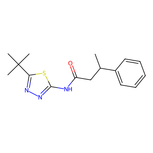 N-(5-tert-butyl-1,3,4-thiadiazol-2-yl)-3-phenylbutanamide structure