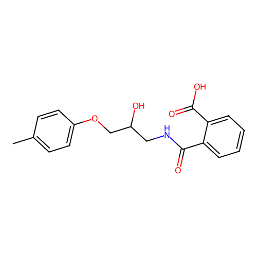 2-({[2-Hydroxy-3-(4-methylphenoxy)propyl]amino}carbonyl)benzoic acid structure