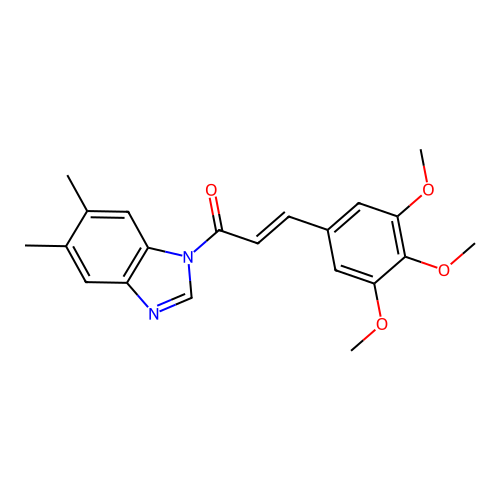 (E)-1-(5,6-dimethylbenzimidazol-1-yl)-3-(3,4,5-trimethoxyphenyl)prop-2-en-1-one structure