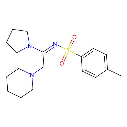 (NE)-4-methyl-N-(2-piperidin-1-yl-1-pyrrolidin-1-ylethylidene)benzenesulfonamide structure