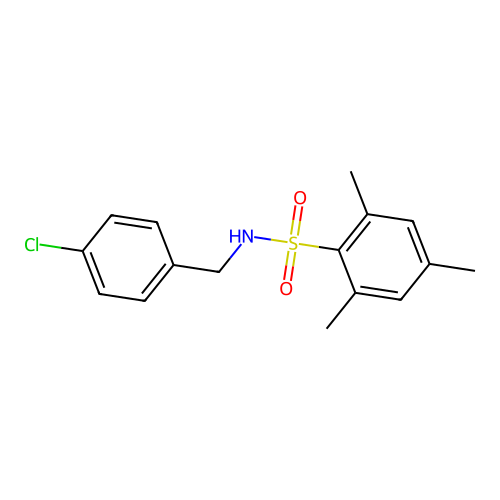 N-(4-chlorobenzyl)-2,4,6-trimethylbenzenesulfonamide structure