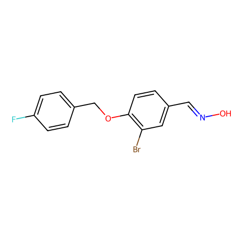 N-[[3-bromo-4-[(4-fluorophenyl)methoxy]phenyl]methylidene]hydroxylamine structure