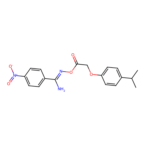 [[Amino-(4-nitrophenyl)methylidene]amino] 2-(4-propan-2-ylphenoxy)acetate structure