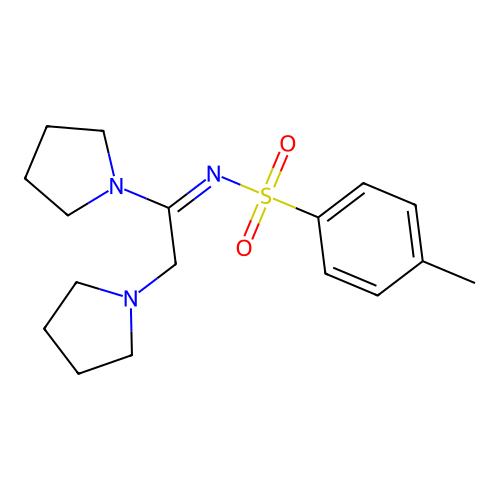 N-[(1E)-1,2-di(pyrrolidin-1-yl)ethylidene]-4-methylbenzenesulfonamide structure