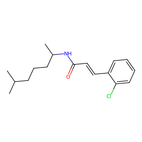 (E)-3-(2-chlorophenyl)-N-(6-methylheptan-2-yl)prop-2-enamide structure