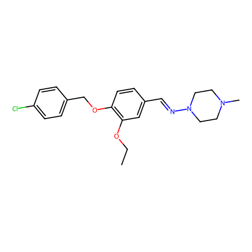 (E)-1-[4-[(4-chlorophenyl)methoxy]-3-ethoxyphenyl]-N-(4-methylpiperazin-1-yl)methanimine structure