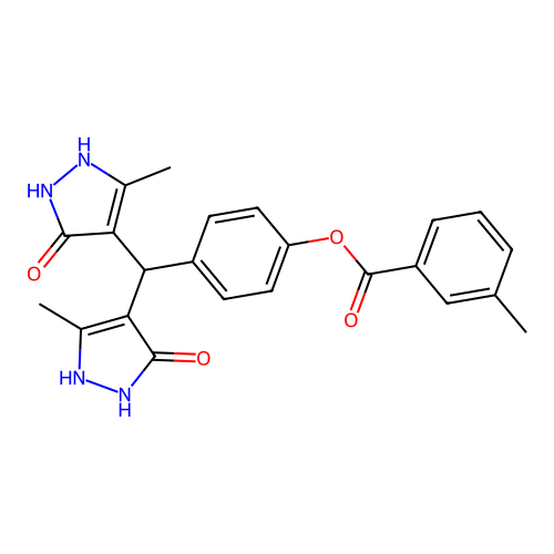 4-[bis(5-hydroxy-3-methyl-1H-pyrazol-4-yl)methyl]phenyl 3-methylbenzoate structure