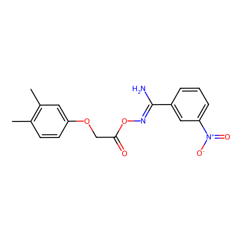 N'-{[(3,4-dimethylphenoxy)acetyl]oxy}-3-nitrobenzenecarboximidamide structure