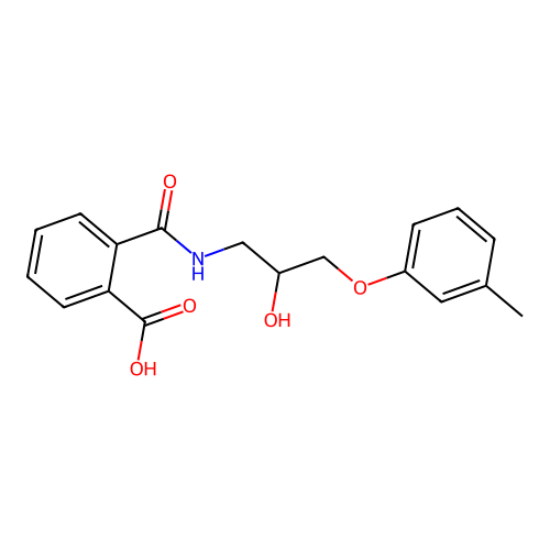 2-({[2-Hydroxy-3-(3-methylphenoxy)propyl]amino}carbonyl)benzoic acid structure