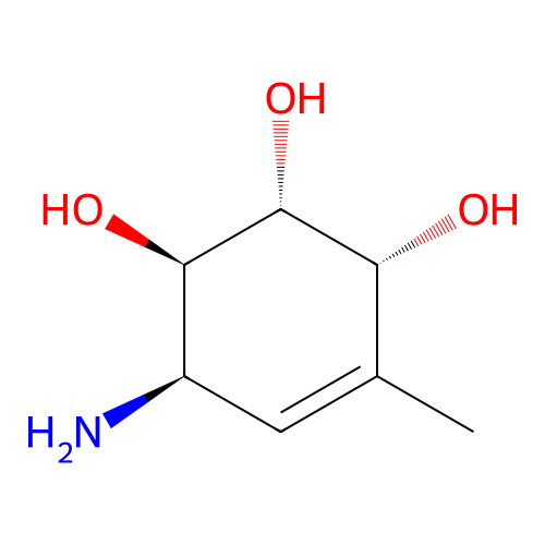 (1R,2R,3R,6R)-6-amino-4-methylcyclohex-4-ene-1,2,3-triol structure
