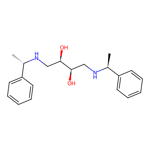 (2R,3R)-1,4-bis[[(1S)-1-phenylethyl]amino]butane-2,3-diol structure