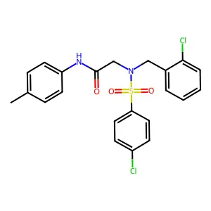 2-[(2-chlorophenyl)methyl-(4-chlorophenyl)sulfonylamino]-N-(4-methylphenyl)acetamide structure