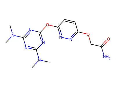 2-[6-[[4,6-Bis(dimethylamino)-1,3,5-triazin-2-yl]oxy]pyridazin-3-yl]oxyacetamide structure