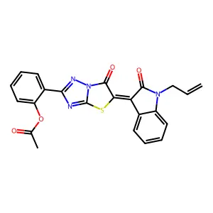 [2-[(5Z)-6-oxo-5-(2-oxo-1-prop-2-enylindol-3-ylidene)-[1,3]thiazolo[3,2-b][1,2,4]triazol-2-yl]phenyl] acetate structure