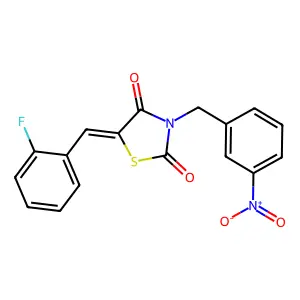 (5E)-5-(2-fluorobenzylidene)-3-(3-nitrobenzyl)-1,3-thiazolidine-2,4-dione structure