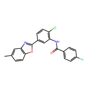 N-[2-chloro-5-(5-methyl-1,3-benzoxazol-2-yl)phenyl]-4-fluorobenzamide structure