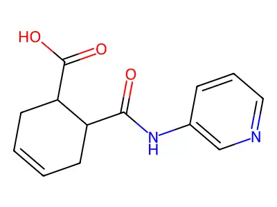 (1R,6S)-6-(pyridin-3-ylcarbamoyl)cyclohex-3-ene-1-carboxylic acid structure