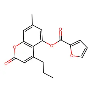 (7-Methyl-2-oxo-4-propylchromen-5-yl) furan-2-carboxylate structure