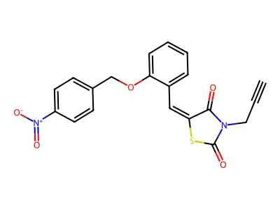 (5E)-5-{2-[(4-nitrobenzyl)oxy]benzylidene}-3-(prop-2-yn-1-yl)-1,3-thiazolidine-2,4-dione structure
