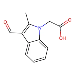 2-(3-formyl-2-methyl-1H-indol-1-yl)acetic acid structure